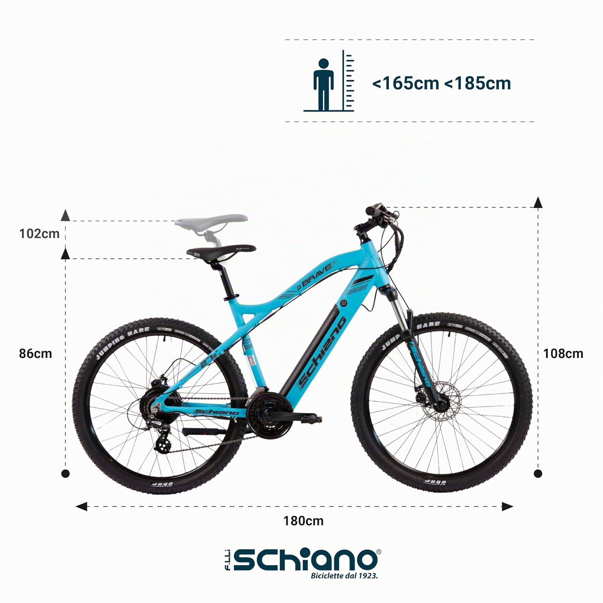 F.lli Schiano E Bike Herren Damen MTB 27.5 Zoll, 504Wh Abnehmbarer Akku, 250W Motor, 42Nm, MX27 Blau
