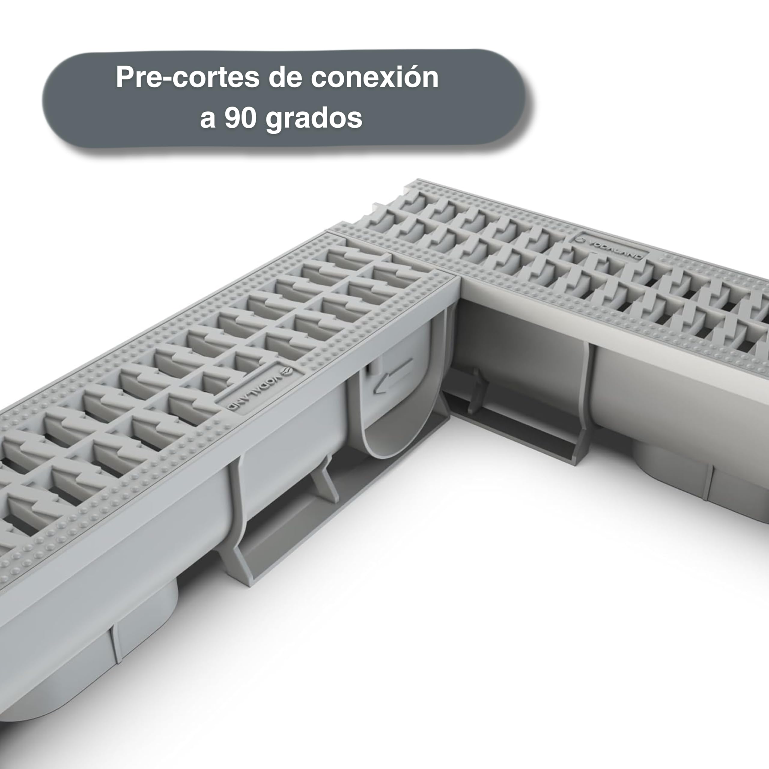 VODALAND - Canaleta de Drenaje Easy 1 con Rejilla de Plastico color GRIS - Kit de 5 Metros | Drenaje Eficiente y Estético para Jardines, Terrazas y Áreas Exteriores | Solución Perfecta para tu Espacio