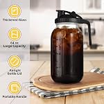 2 Pitcher en verre d'emballage avec couvercle, 64oz Pitcher en verre étanche avec limace, jug d'eau de la bouche large pour le café de la brasserie froide, jus, lait, thé glacé, jugg de lait maternel avec bouchon en flip