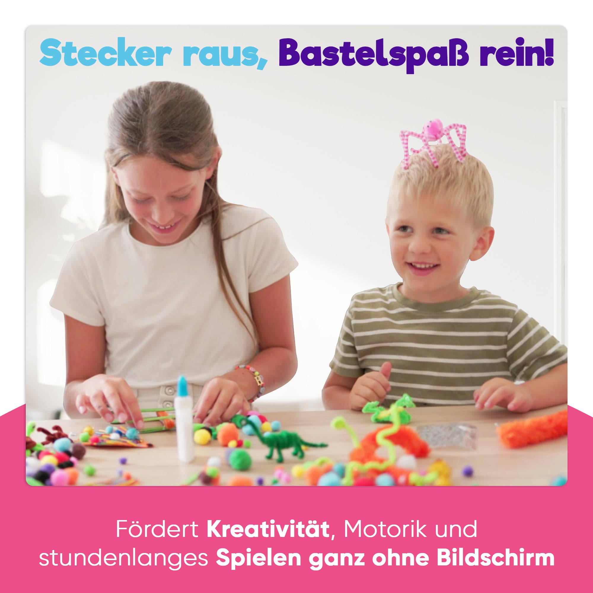 Blue Squid Bastelset für Kinder - 3000Pcs Bastelbox bastelkoffer- Basteln für alter ab 4,5,6,7,8,9,10,11,12 Jahre - Deluxe Bastelsachen, kinder bastelset, bastelpapier set, bastelkoffer bastelmaterial