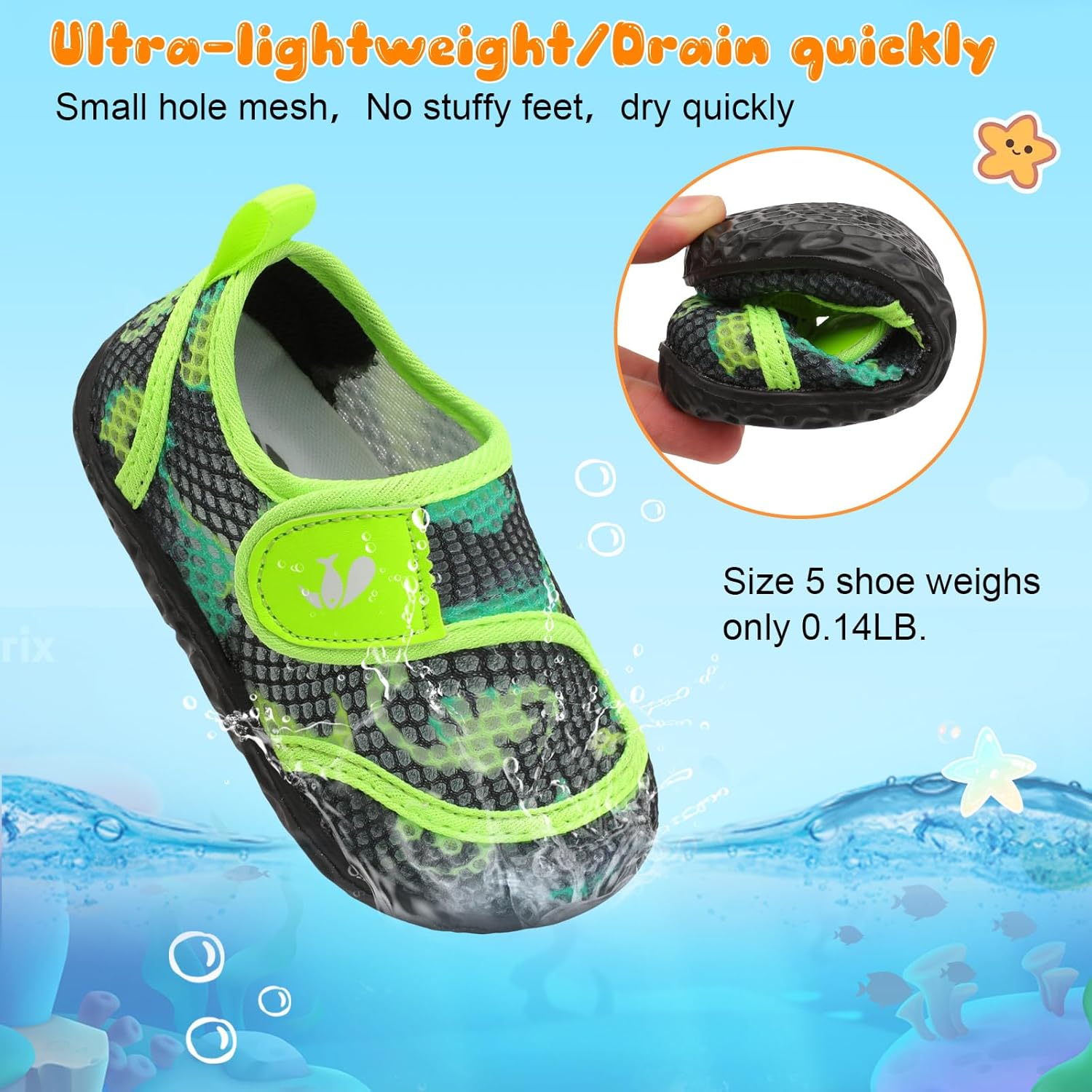 FEETCITY Toddler Water Shoes Boys Girls Swim Shoes Quick Dry Kids Aqua Socks Barefoot for Beach Swimming Pool - Image 5