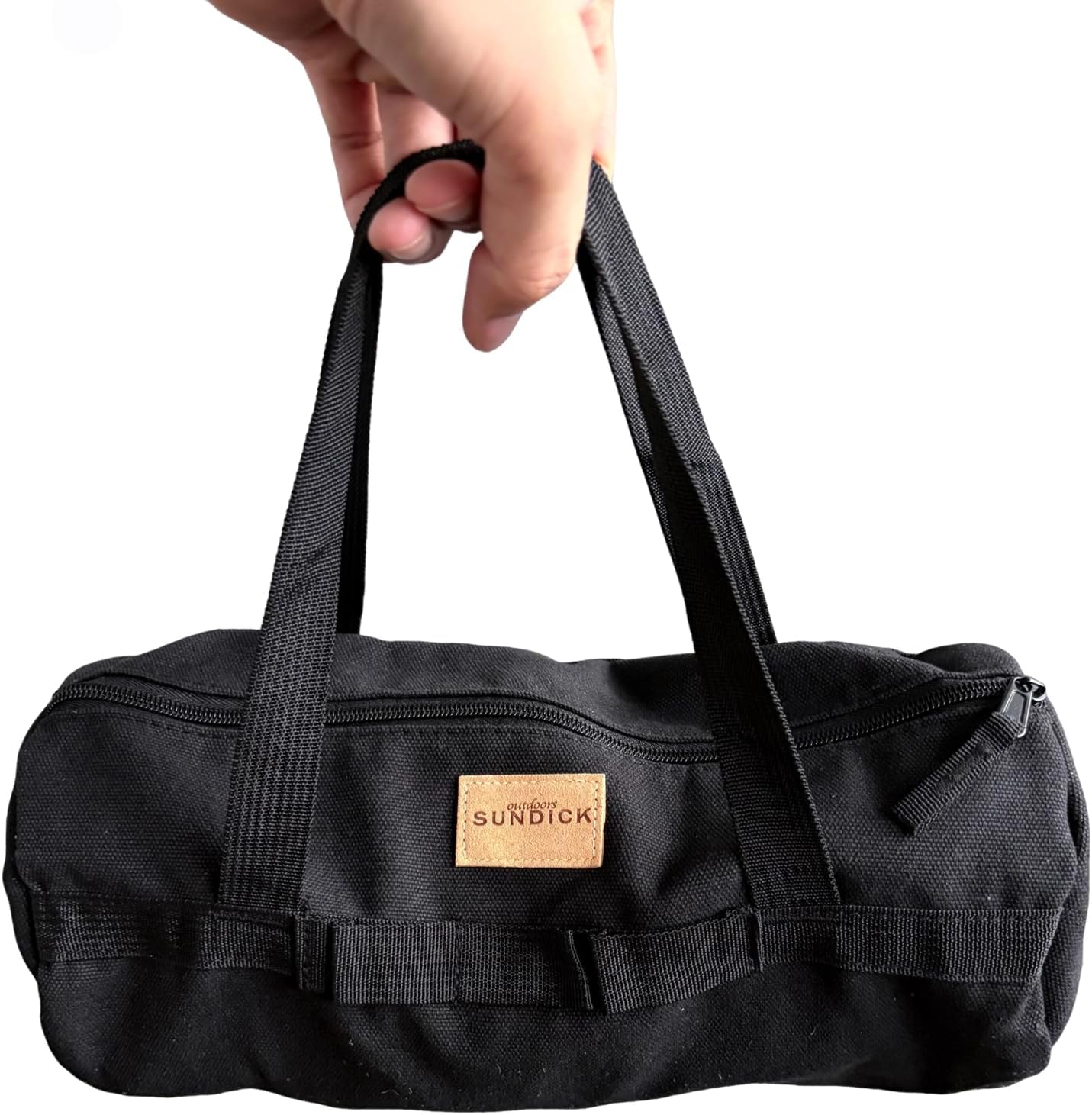 TBACW Canvas Tool Storage Bag with Zipper - Organizer for Tools, Tent Stakes & Poles, Durable Fabric Utility Pouch for Outdoor Hunting Hiking Camping Gear (Black)