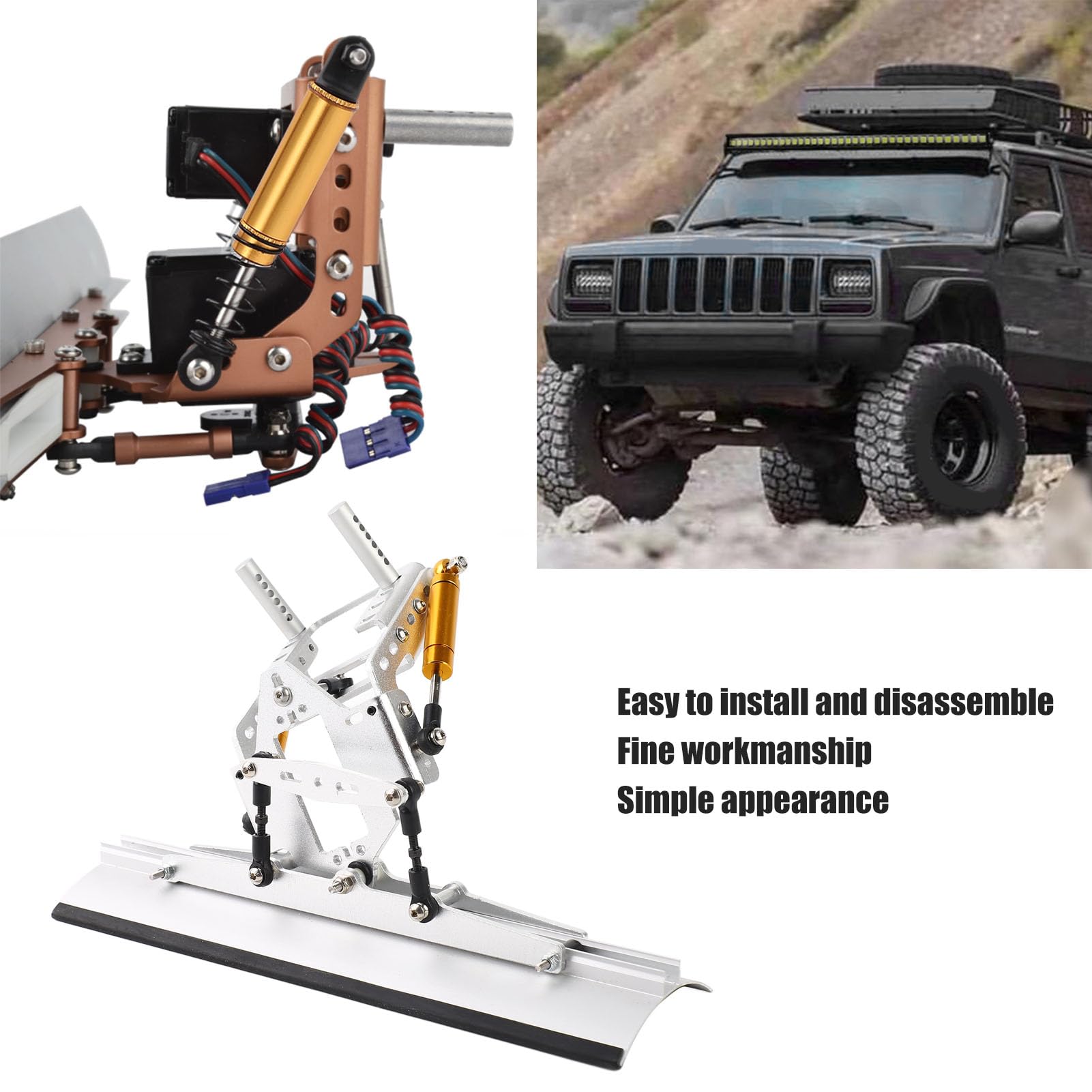 RC Aluminium Schneepflug, Leichte Metall Schneeschaufel für 1/10 RC Crawler, Kompatibel mit SCX10 TRX4 TRX6 90046, Simulation Klettermodell Zubehör für RC Auto Enthusiasten und Modellbau