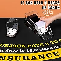 Vista 5 de Aoriher Juego Combinado de Blackjack, Incluye Fieltro de Diseño de Blackjack, Zapato, Barajador Automático de Cartas de 6 Mazos, Bandejas Porta