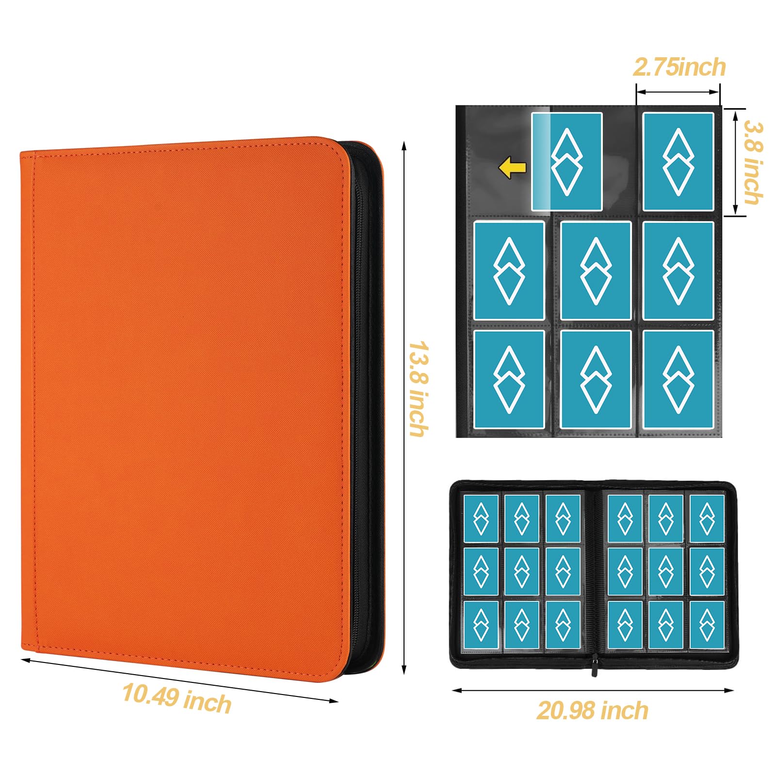 GERMUN - Carpeta de tarjetas coleccionables con 9 bolsillos, cubierta de poliuretano para 360 tarjetas, carpetas de tarjetas coleccionables de alta calidad, álbum de tarjetas de bolsillo de doble cara