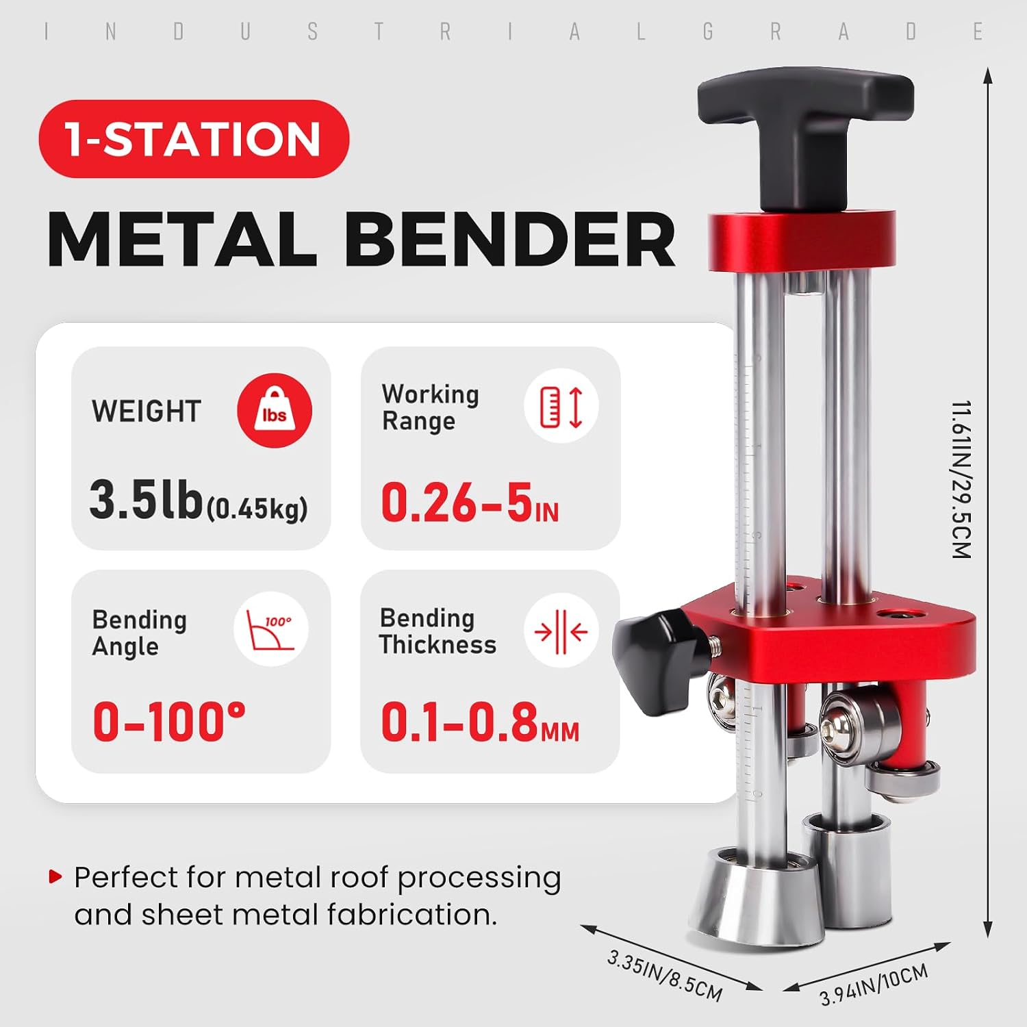 Sheet Metal Roller 1 Station Metal Bender, 0-100° Adjustable Bending image 2