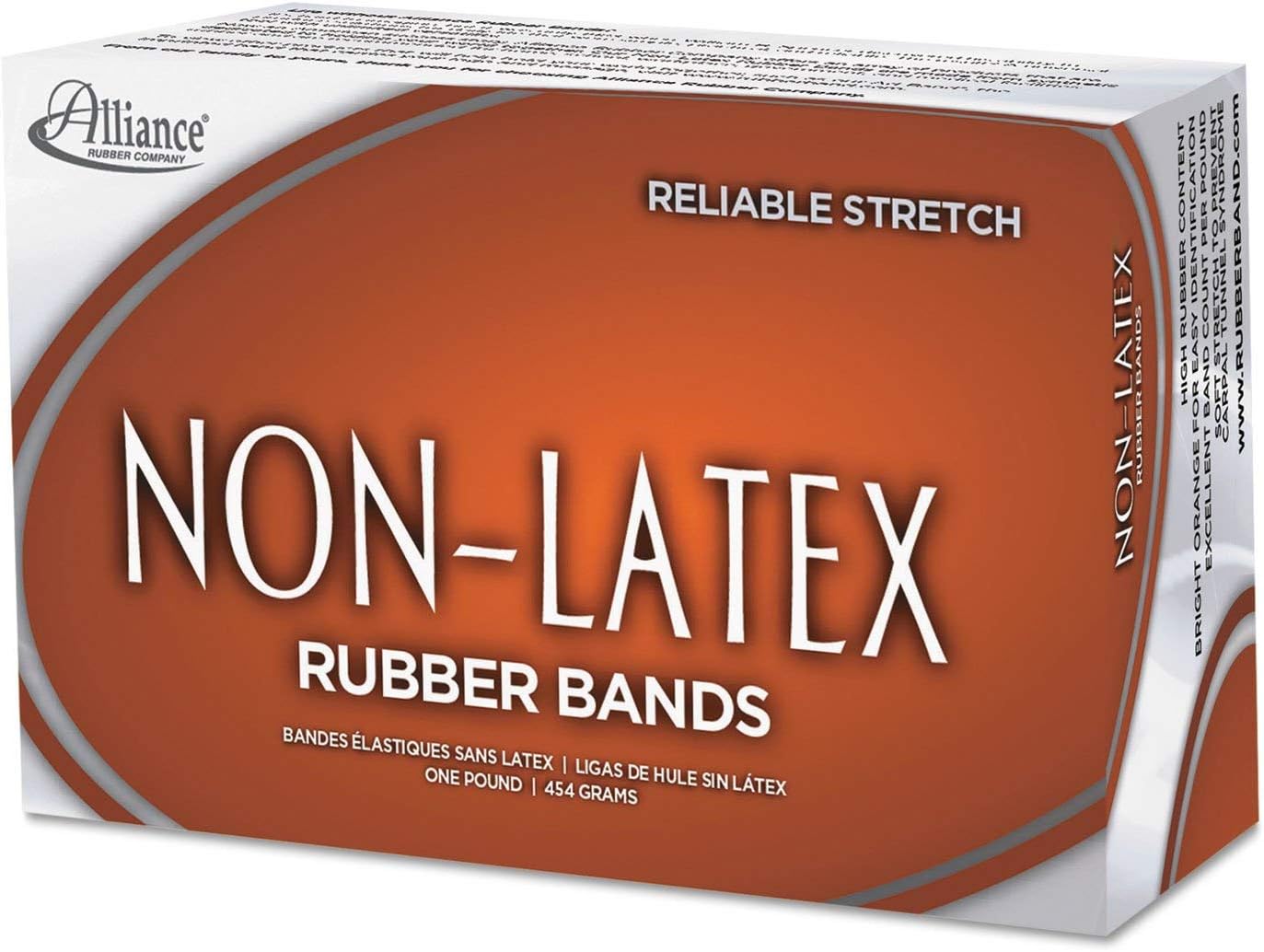 Alliance Non-Latex Rubber Bands, Sz. 33, Orange, 3 1/2 x 1/8, 720 Bands/1lb Box / 12 Boxes