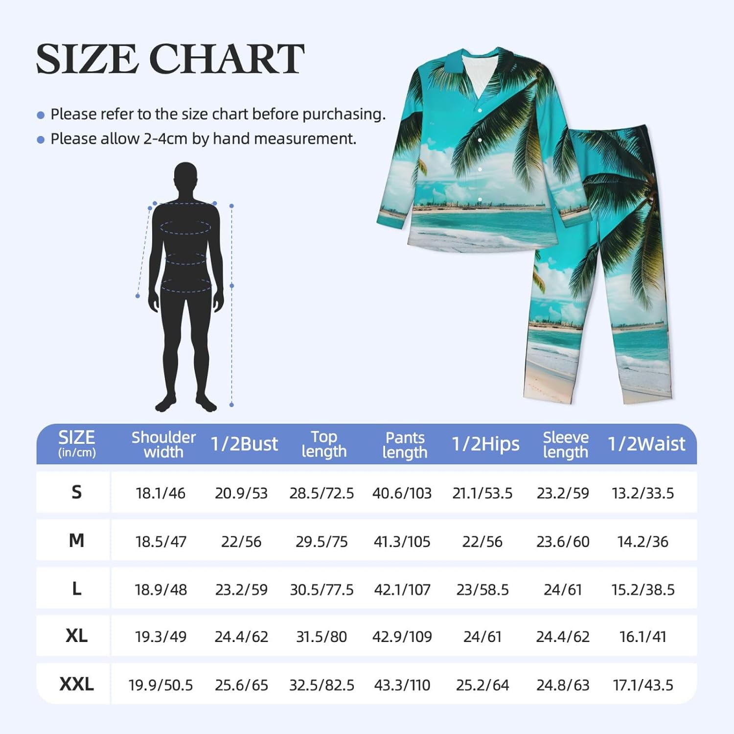 Beach Palm Trees Print Luxurious Mens Pajamas Set,Breathable Pajamas Set,Perfect For Lounging Bed,Sofa