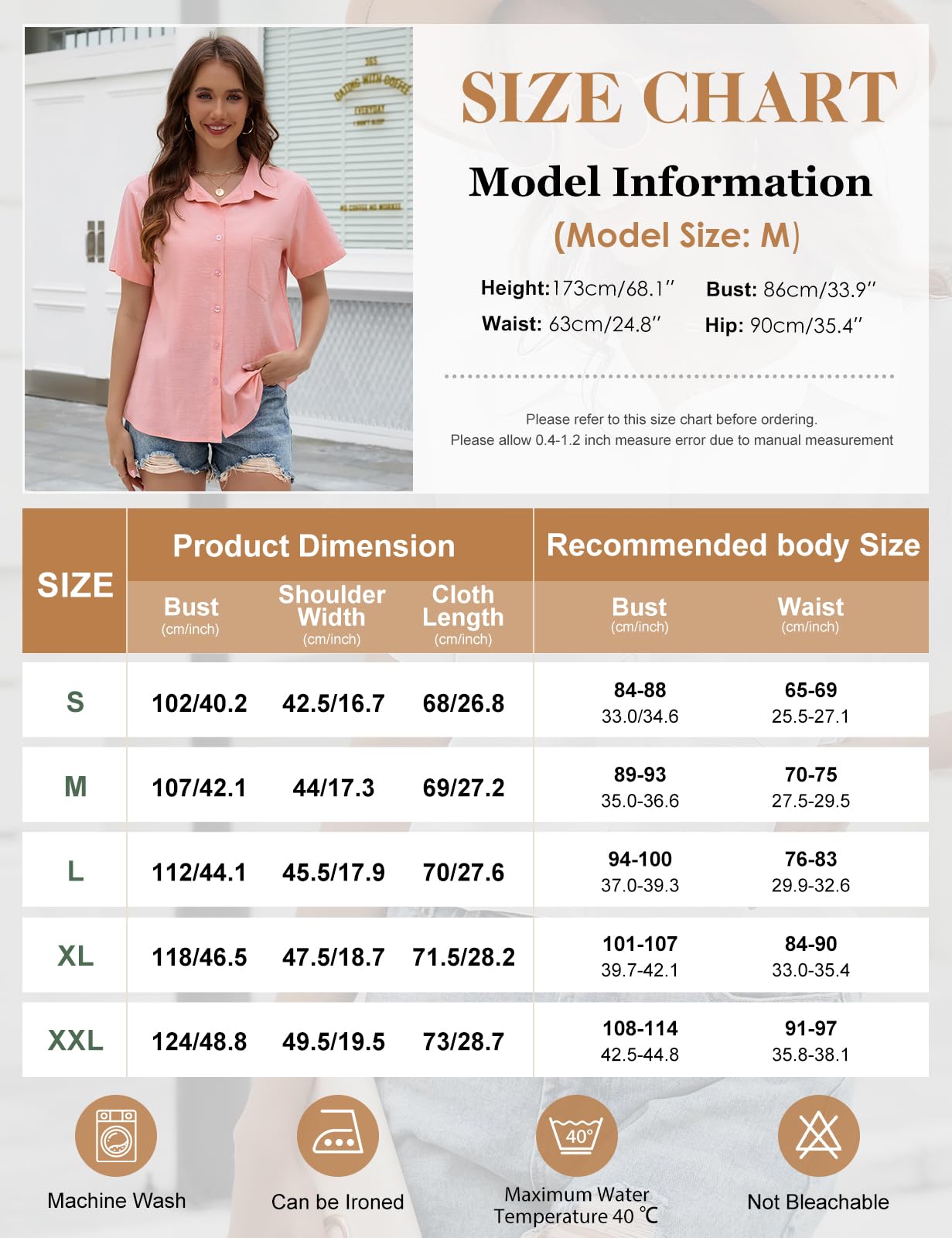 Camicia Donna Estiva Blusa Elegante Manica Corta Cotone Lino Camicetta da Donna Maglia Estive Maglietta Casual Scollo a V con Bottoni T Shirt Tinta Unita Classico Tops