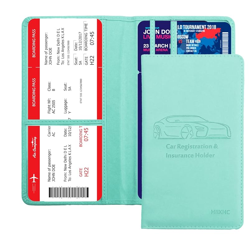 Organizador de Documentos Automotivos para Porta-Luvas HIIXHC em Couro Sintético Verde Grama
