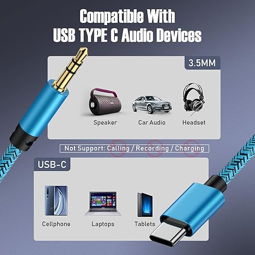 Miniatura 5 de Samsung Galaxy S25 Ultra Tipo C Cable auxiliar USB C a 0.138 in de audio Android AUX, adaptador tipo C a cable estéreo de auriculares de 0.138 in