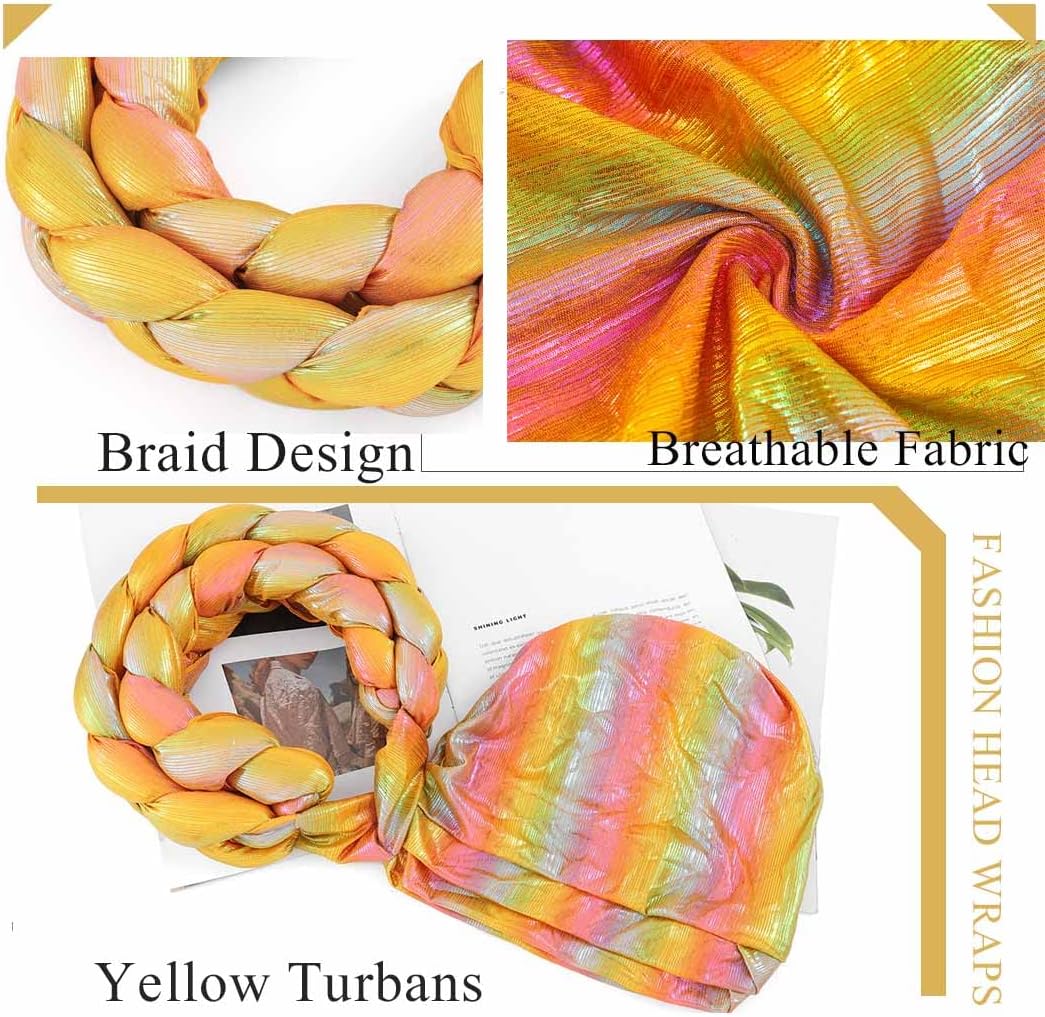 Woeoe Beanie Cap Head Wrap Double Braid Pre-Tied Head Scarf Twisted Stretchy African Head Turban for Women and Girls - Image 6