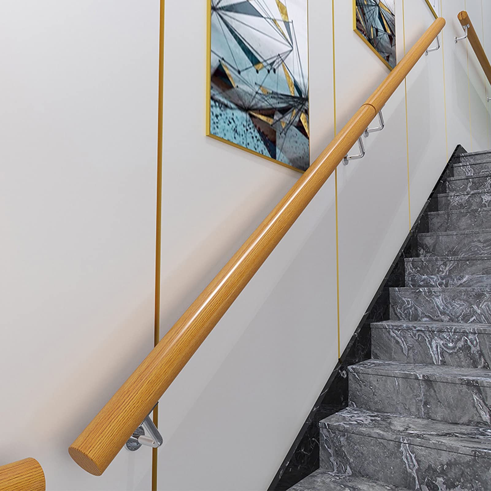 LWJSOCP Stair handrail 30cm-450cm wooden handrail complete set stair handrail wooden railing anti-slip stair railing with metal bracket for safety stairs indoors and outdoors (Size : 200cm)