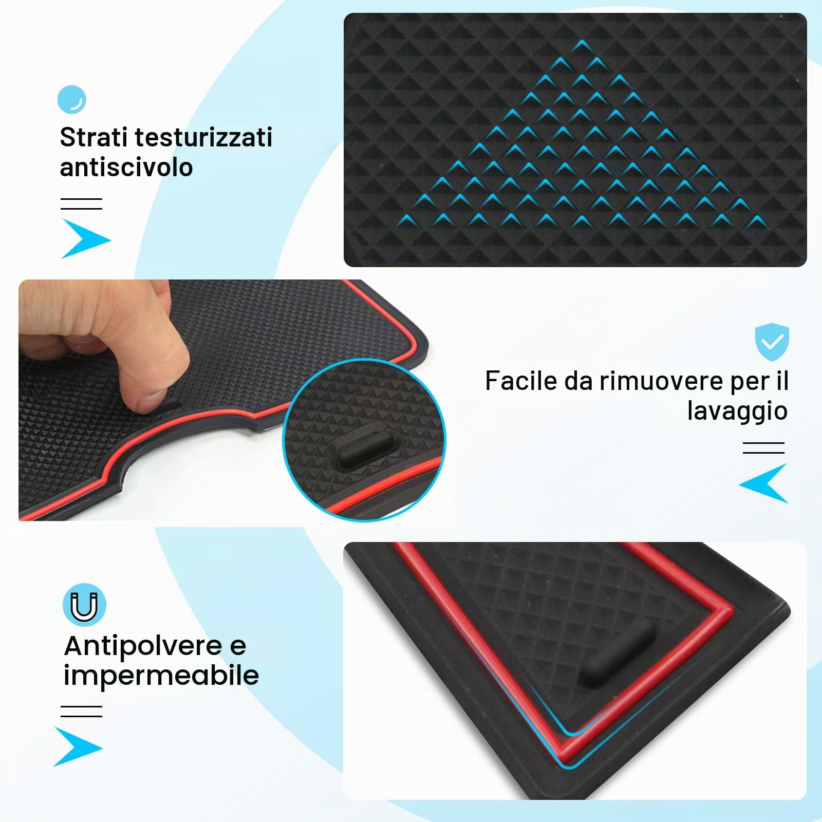 CDEFG Compatibile con Ford Fiesta MK8 / Puma ST Line 2017-2023 2024 Tappetino Antiscivolo Antipolvere AntiGraffio Tappetini in Gomma per Interni Fiesta MK8 Puma 2020+ Accessori (Rosso)