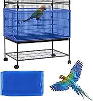 Vista 13 de Daoeny Cubierta grande para jaula de pájaros, protector de semillas para jaula de pájaros, red de malla de nailon suave y aireada ajustable
