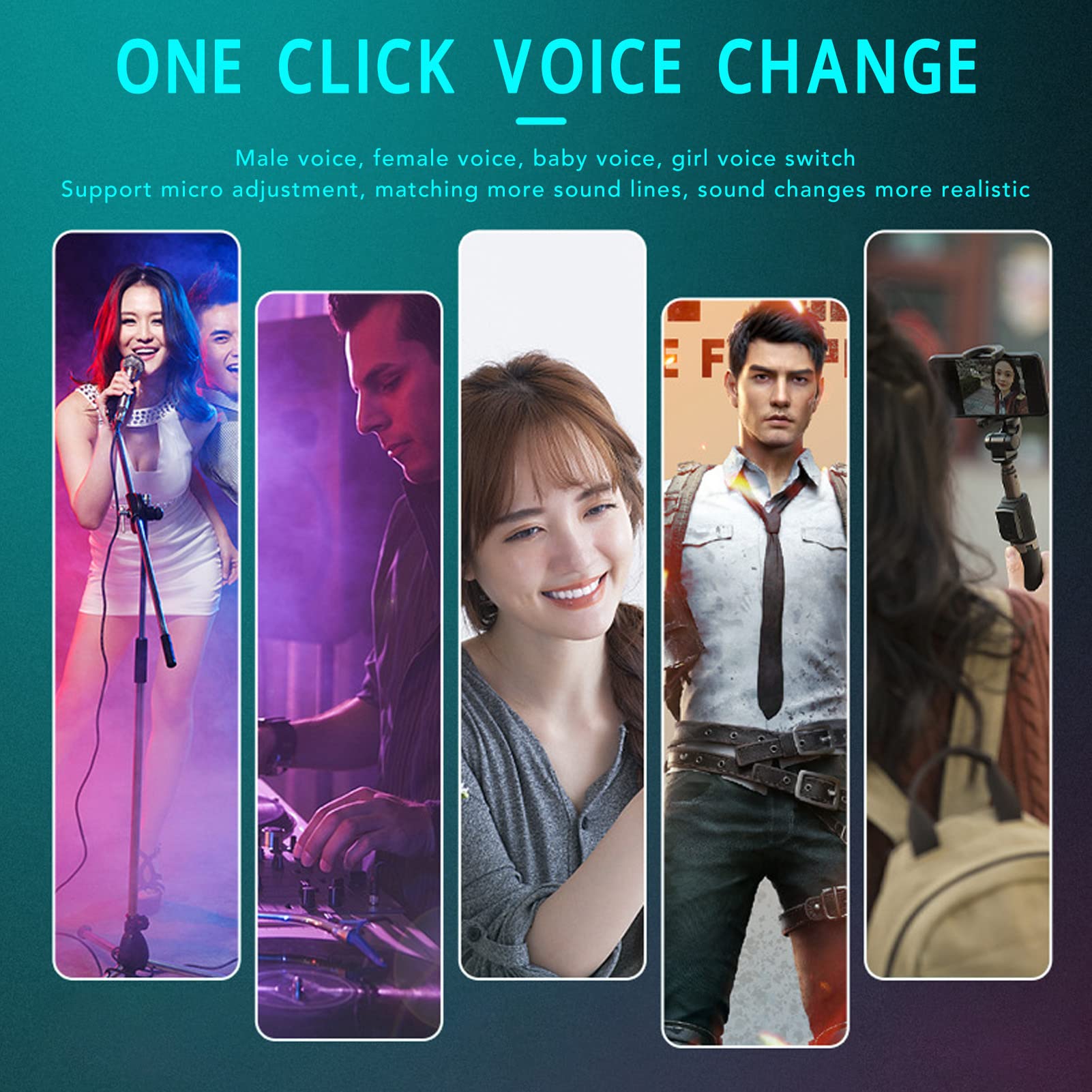 Voice Changer – 4 Klangmodi/500 MAh Typ-C-Aufladung, Kompakter Klangwechsler, Sprachwechsler für Anrufe in Echtzeit, Einschließlich Pro-K-Song-Modus für Live-Streaming