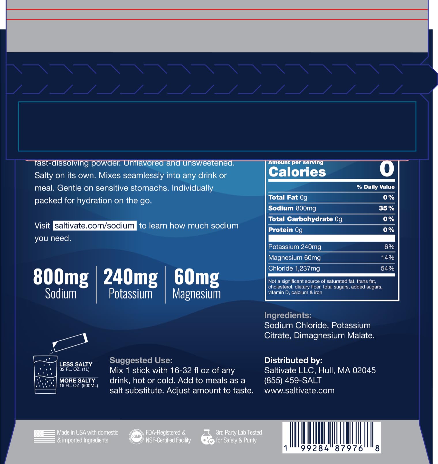Electrolyte Packets, Raw Unflavored, 800mg Sodium, 8 Sticks — Amazon image 2