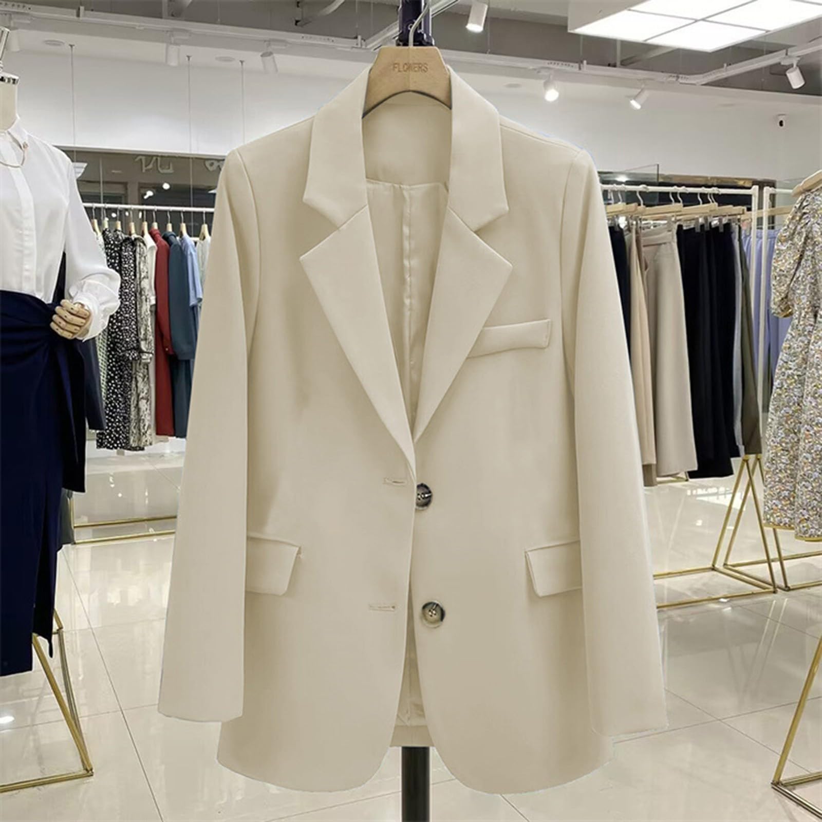 Generisch Blazer élégant pour femme, veste de costume, veste de sport pour femme avec manches longues, coupe régulière, manteau de sport léger