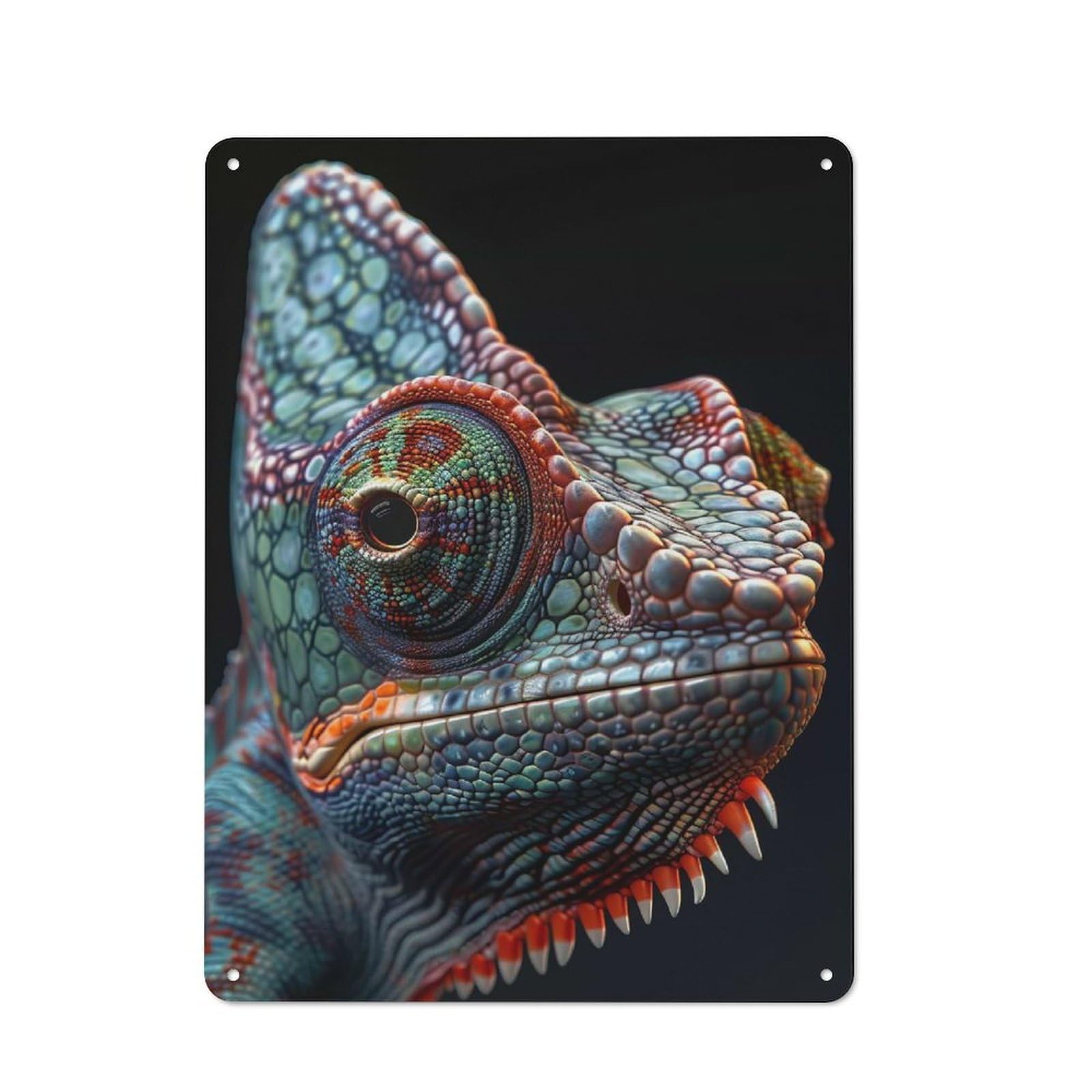Junmoney Style-9 Vintage Tin Sign 40X30cm With Chameleon For Man Cave Or Games Room, For Winter Room Styling In Man Cave And Games Room