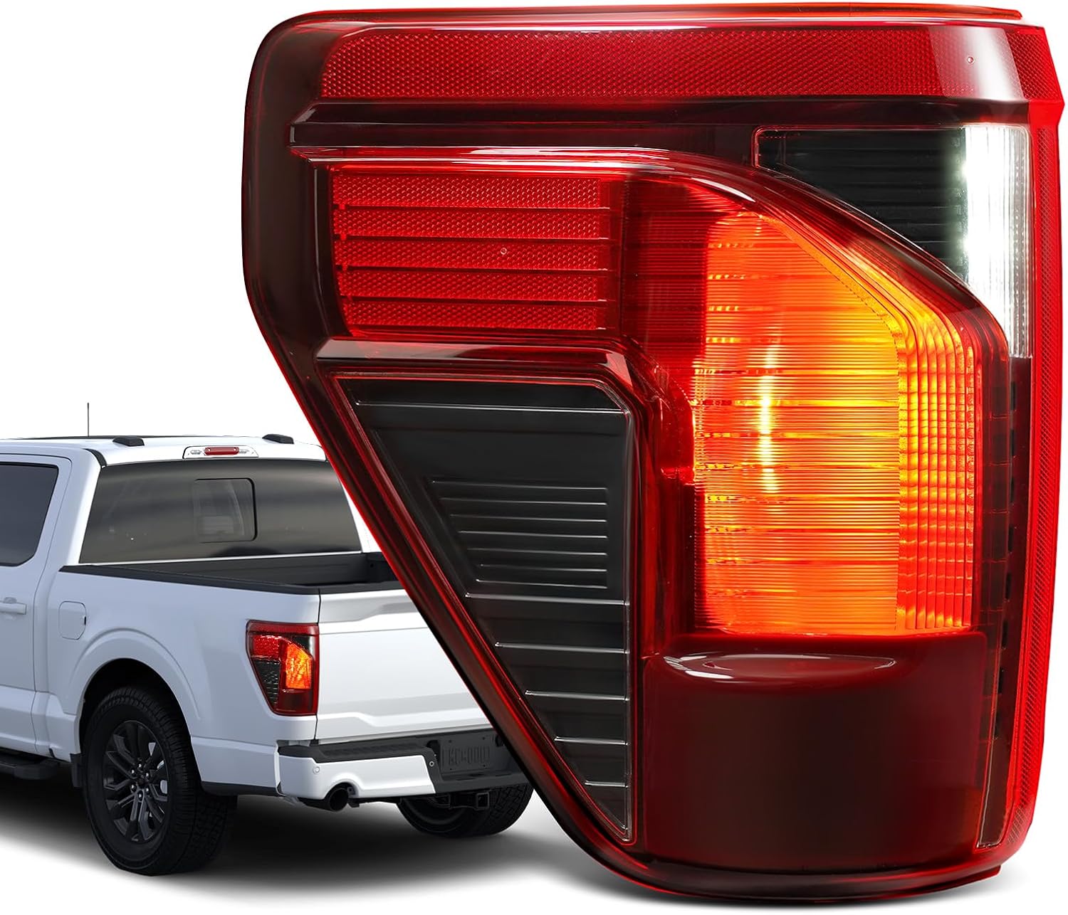 Halogen Tail Lights Compatible with 2024-2026 Ford F150 XL XLT STX with Blind Spot (Module Not Included) Rear Outer Taillights Replacement for OEM RL3Z13405C, RL3413B505BD (Left Driver Side)