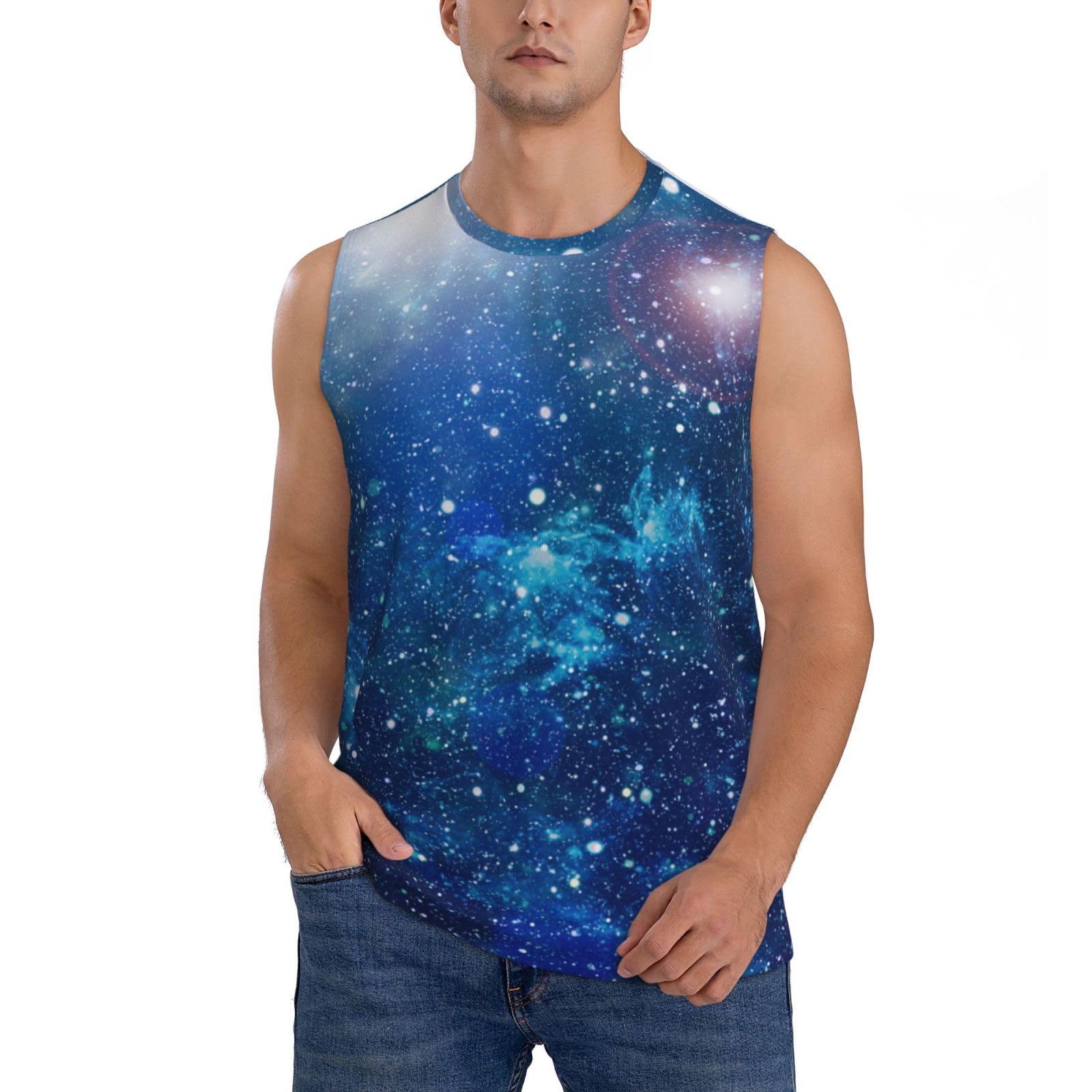 Amazon.co.jp: 宇宙柄 星空柄 銀河柄 タンクトップ メンズ 柔らかい