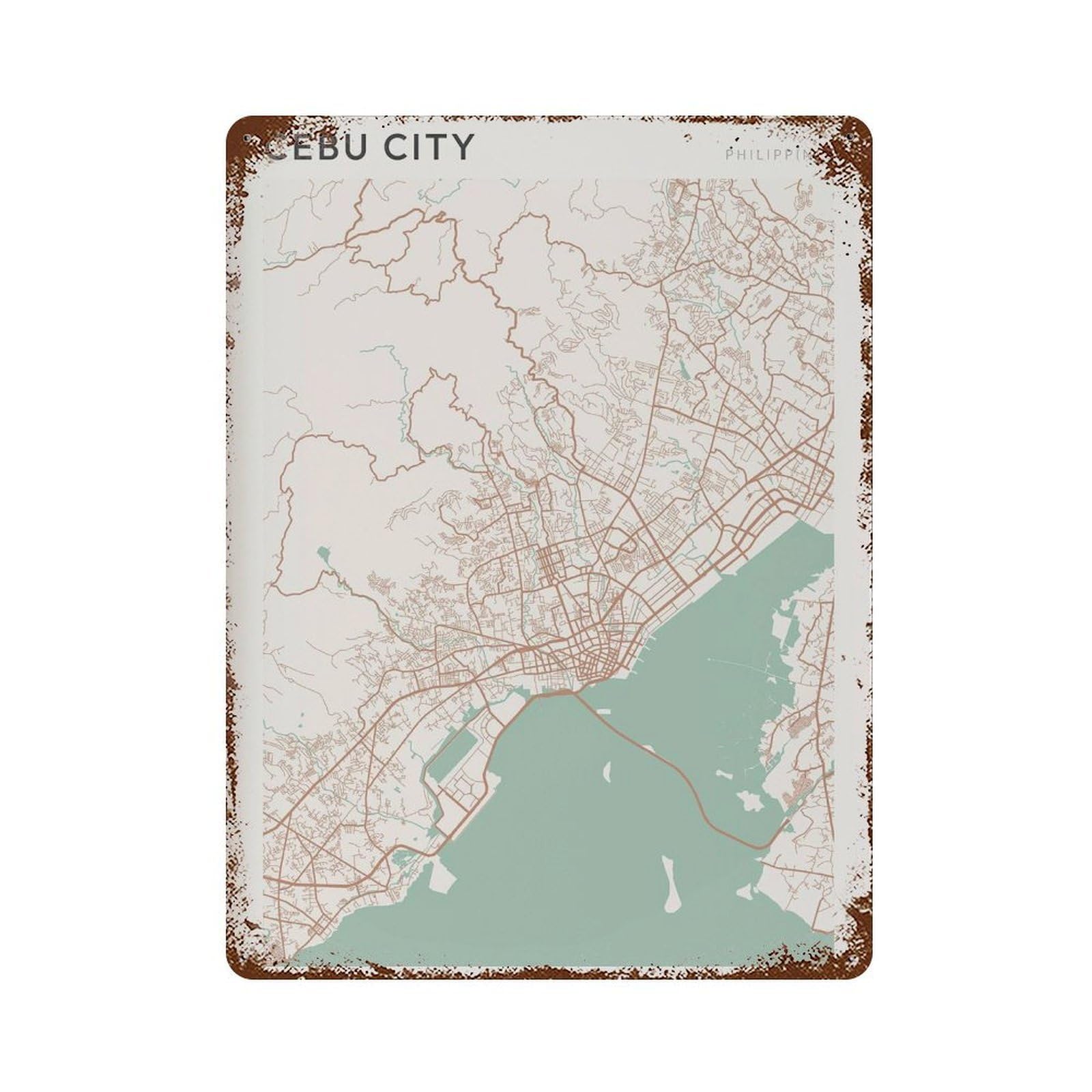 xiaoxiaoshen Cebu Map Philippines Travel Gift Scandi (2) Wall Decor Art Metal Tin Poster Modern Home Decor Art Home Bar Shop Decorations Vintage Sign 40x30cm