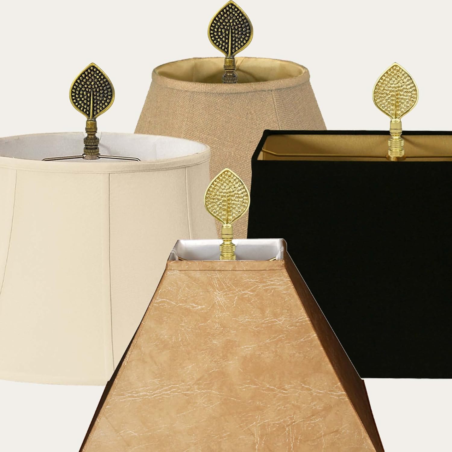 Royal Designs, Inc. Birch Leaf Finial for Lamp Shade, Antique Brass - Pack of 2