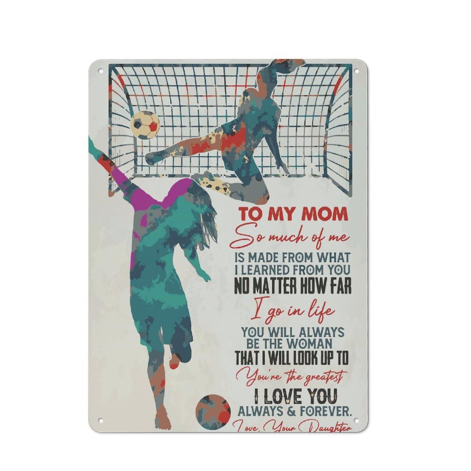 Junmoney Style-1 Vintage Tin Sign 40X30cm With To My Mom Soccer For Bar Or Restaurant, Suited To Bar Decor Enthusiasts
