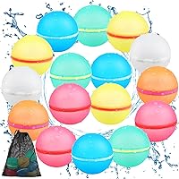 Vista 1 de Reusable Water Balloons Refillable Water Bomb, Soft Silicone Water Balls with Mesh Bag, Quick Fill & Self-Sealing Water Balloons for Water Fight