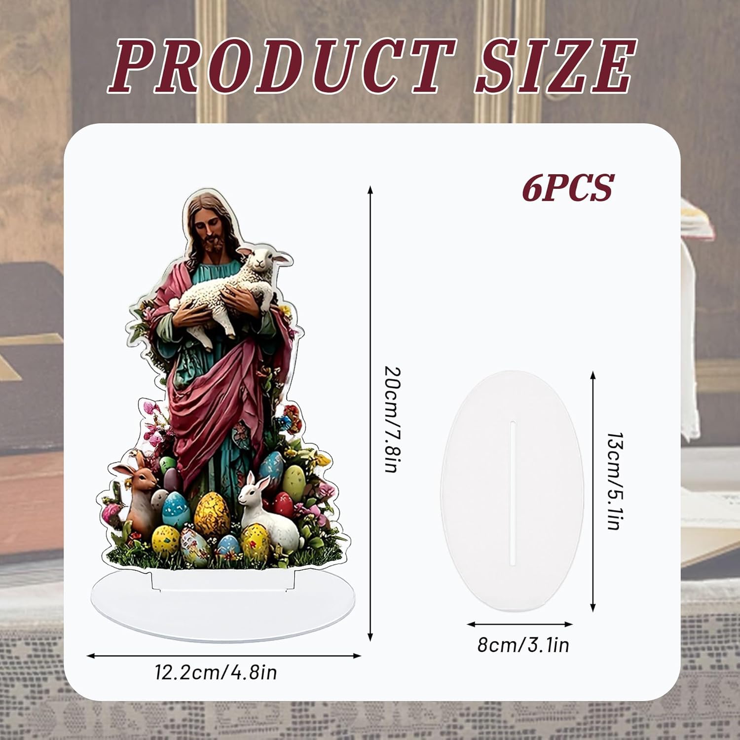 6 Pcs Acrylic Jesus Statue Christian Decor for Home Easter Table Centerpiece Religious Home Decoration Easter Jesus Decor Gifts for Decorating Room Homes Table Churches Party