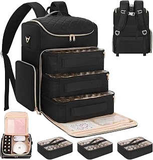 CUBETASTIC Extra Large Nail Polish Organizer Backpack, Holds 124 to 200+ Bottles & Full Size Lamp, Travel Nail Organizers and Storage Bag with 3 Removable Pouches, Portable Nail Supplies Case