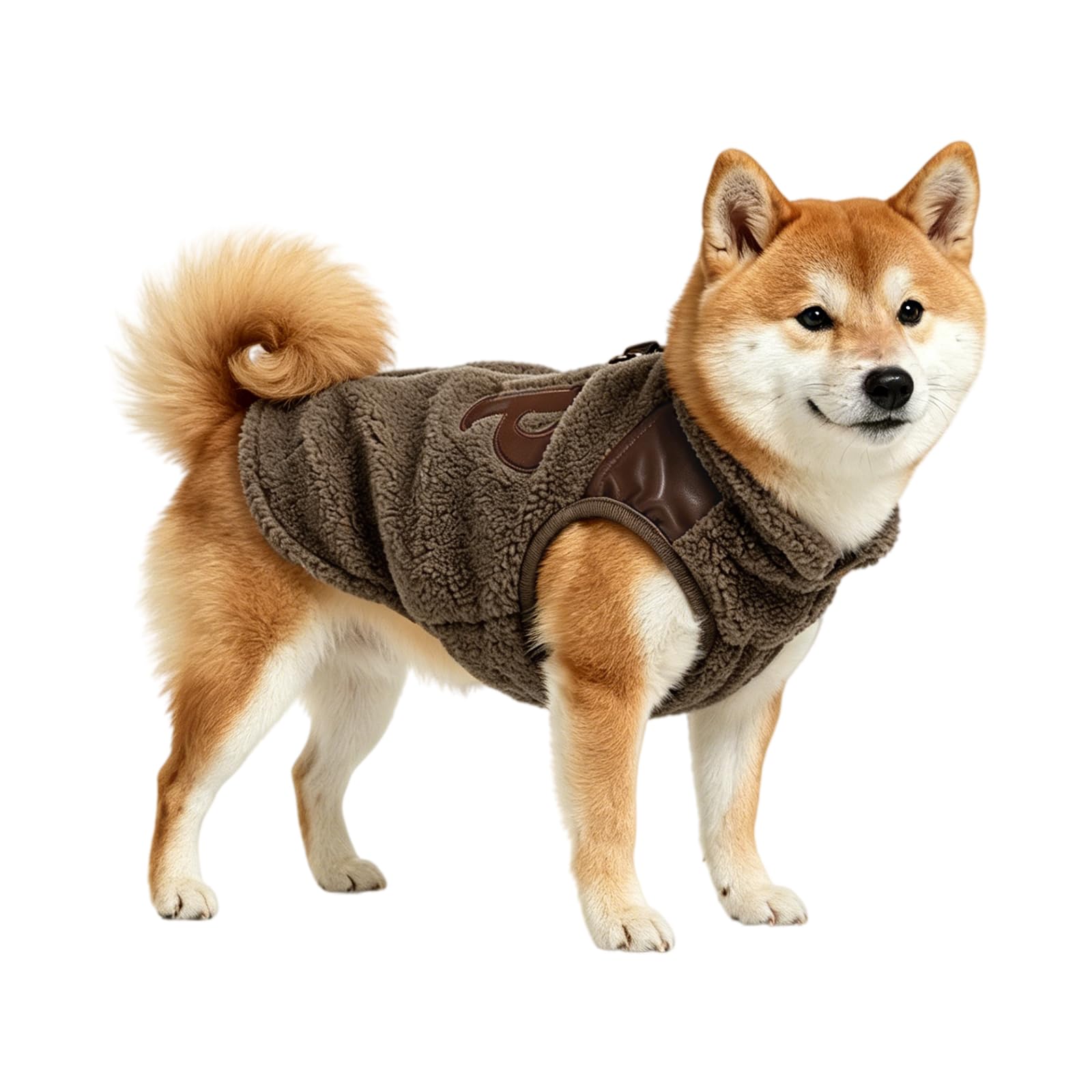 Abrigo de invierno para perro, chaqueta de forro polar para perros pequeños, marrón, L | Ropa de abrigo para cachorros, ropa para mascotas, forro de felpa