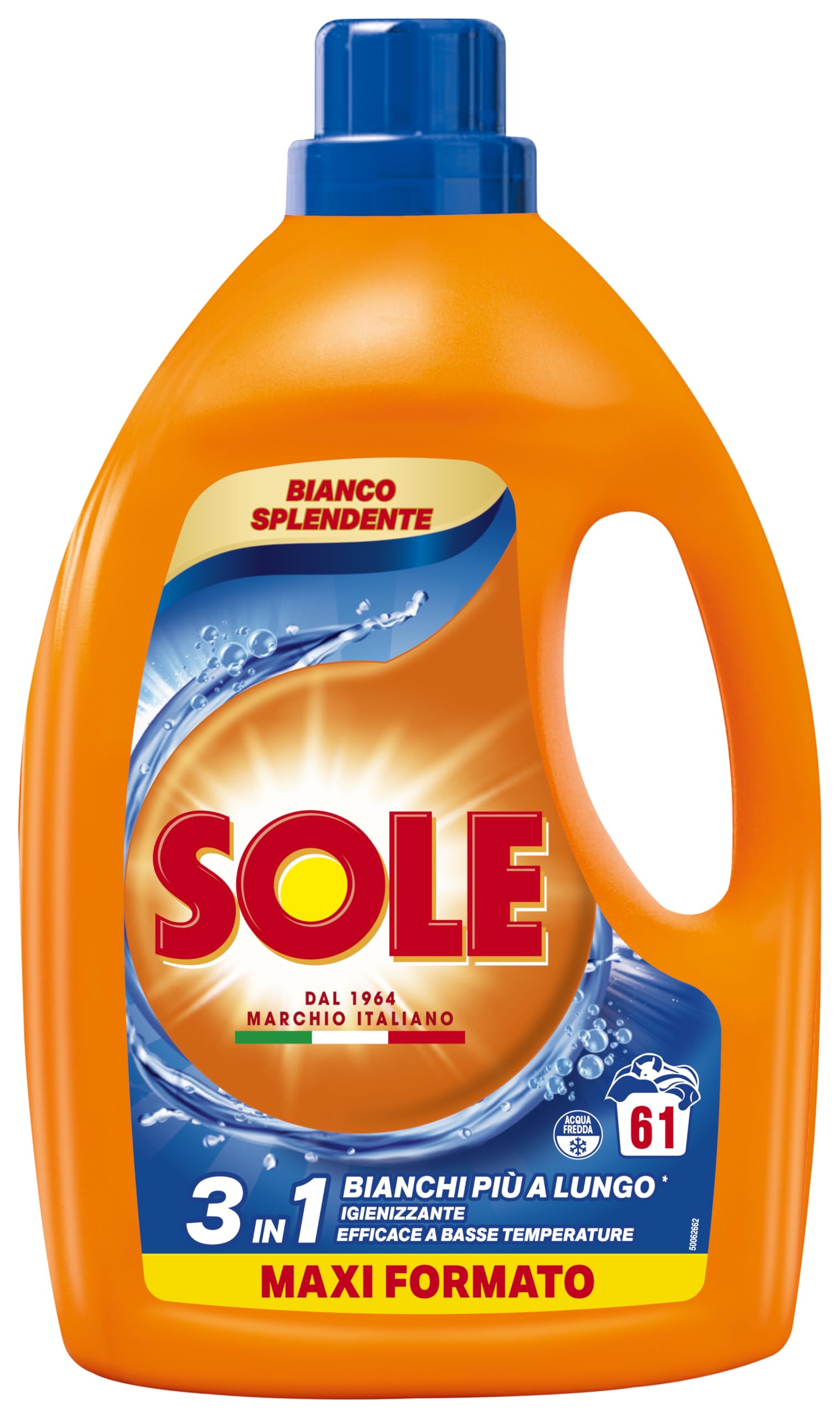Sole Detersivo Lavatrice Bianco splendente 183 Lavaggi, Formula igienizzante, Detersivo Lavatrice Liquido Bianco Splendente, rimuove le macchie a basse temperature