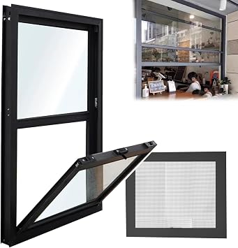22x42in Vertical Slider Basement Window Black Aluminum Framed Clear Glass