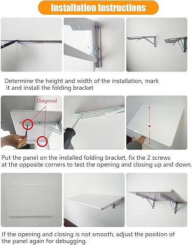 Miniatura 7 de Mesa plegable montada en la pared, mesa de hojas colgantes para computadora portátil que ahorra espacio, mesa flotante con 2 soportes de metal para