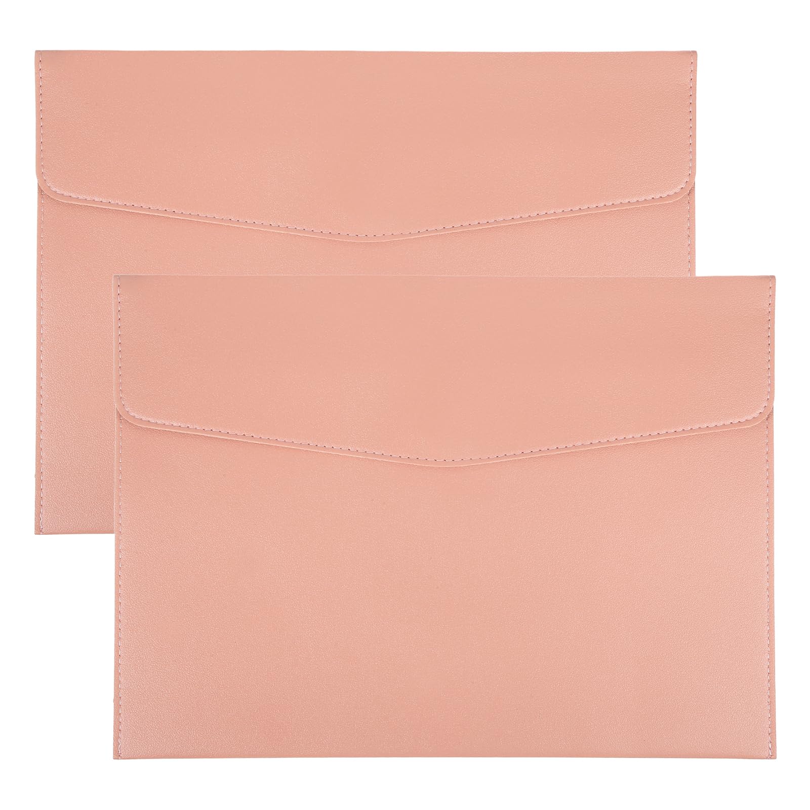 PATIKIL 2Pcs PU Leather A4 File Folder, Document Holder Envelope Waterproof Napa Texture Filing Organizer Portfolio Folder Case with Magnetic Snap Closure for Home Office, Pink