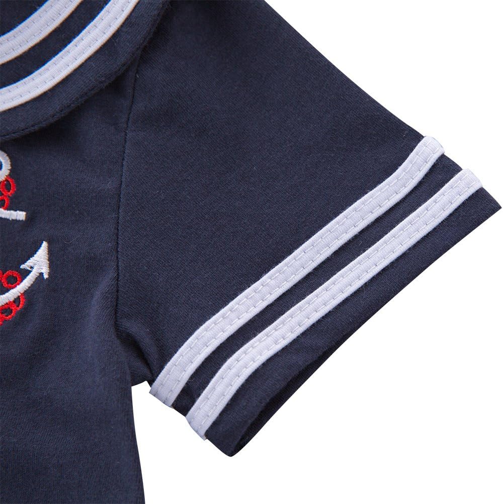 May's Baby Toddler Boys Sailor Stripe Romper Marine Navy Romper Outfit - Image 4