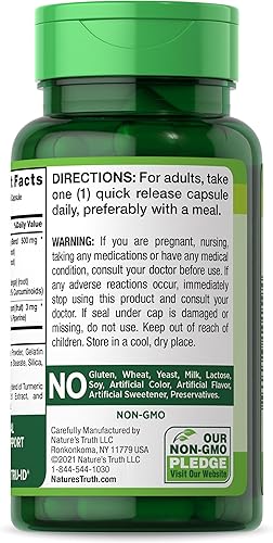 Miniatura 6 de Nature's Truth Complejo de curcumina de cúrcuma 500 mg más extracto de pimienta negra, 60 unidades
