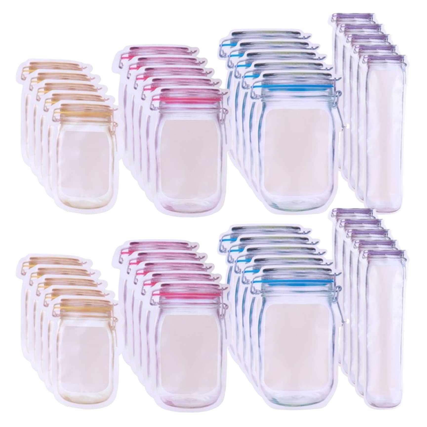 Bolsas de frasco Mason de almacenamiento seguro con autocierre ecológico pack de 40