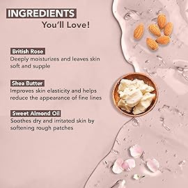 Botanic Hearth British Rose & Almond Body Wash - Moisturizing Shower Gel with Shea Butter, Gentle Hydrating Cleanser, Sulfate & Paraben Free - 16 fl oz