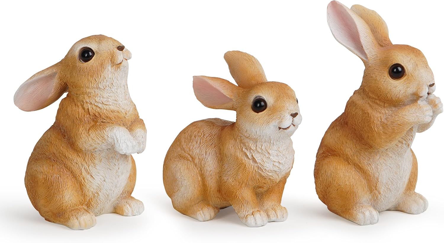 Hodao Easter Decor Resin Furry Rabbits - Easter Set - Unique Handcrafted Design - Add Warmth and Festivity to Your Holidays - Perfect Home Decoration - Gift of Choice(3pcs)… image 2