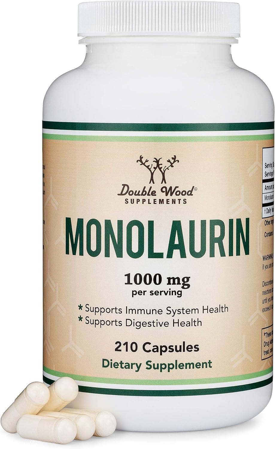 Monolaurin Immune Support Supplement 1,000mg per Serving, 210 Capsules (Vegan Safe, Non-GMO, Gluten Free) Immune Booster for Adults, Immune System Defense
