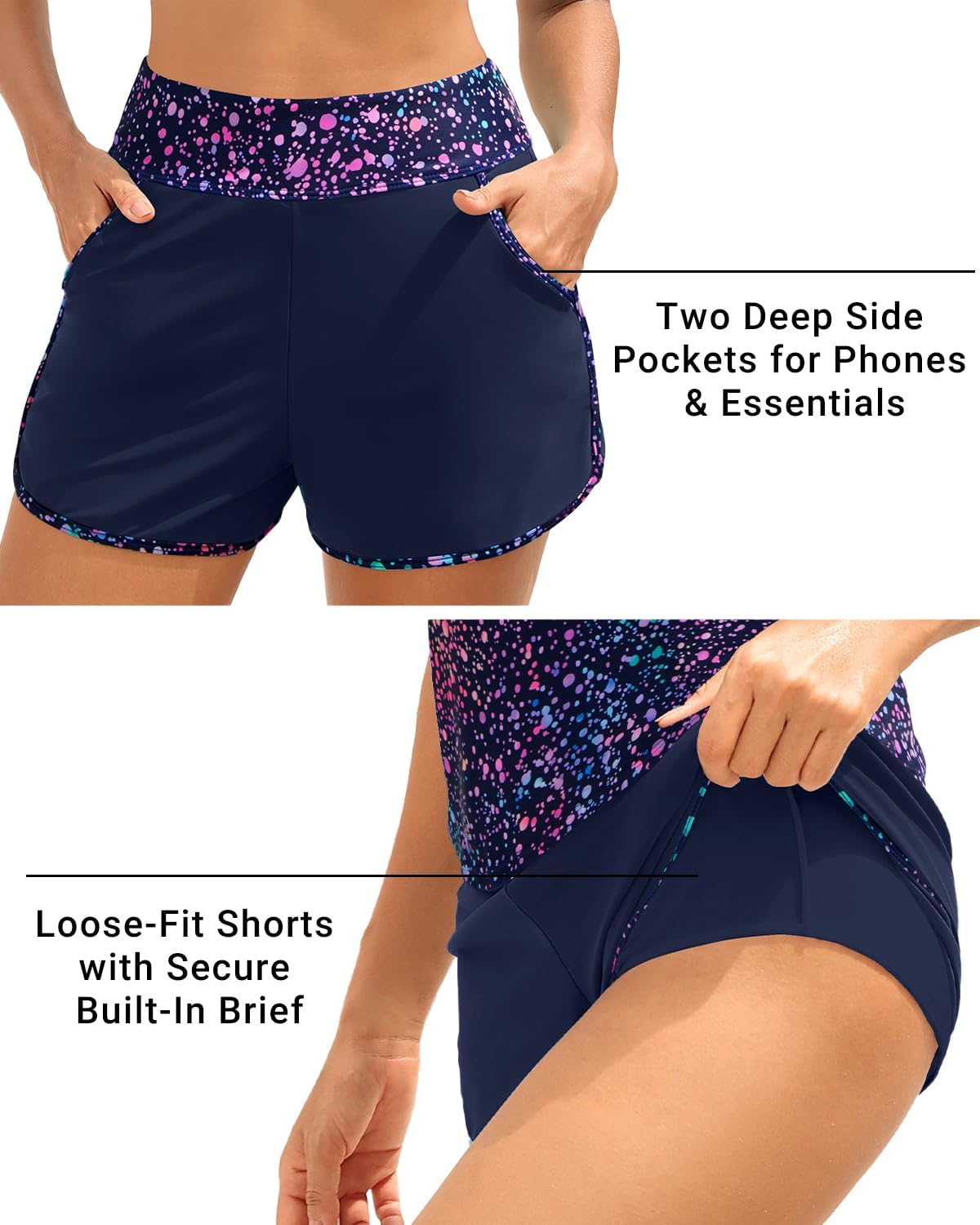 Daci Women 3 Piece Tankini Swimsuits - Tummy Control Tank Top with Bra Modest Bathing Suit with Pockets Boyshorts Bottom 2026 - Image 6