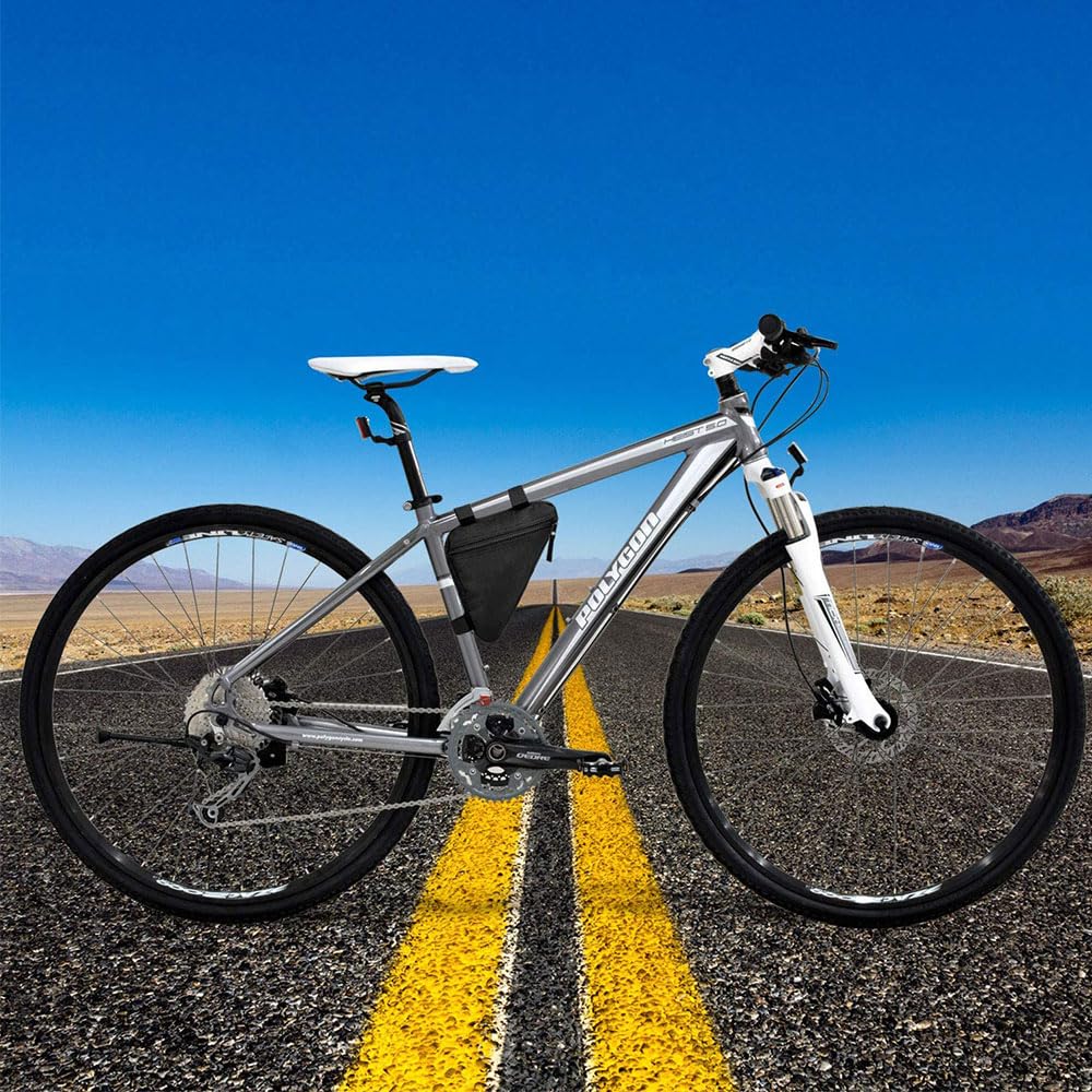 Retoo Trójkątna torba rowerowa 2l torba na ramę trójkątna rowerowa idealna na zamek rowerowy narzędzia torba na ramę rowerową rower wyścigowy MTB czarna 20 x 18,5 x 4 cm