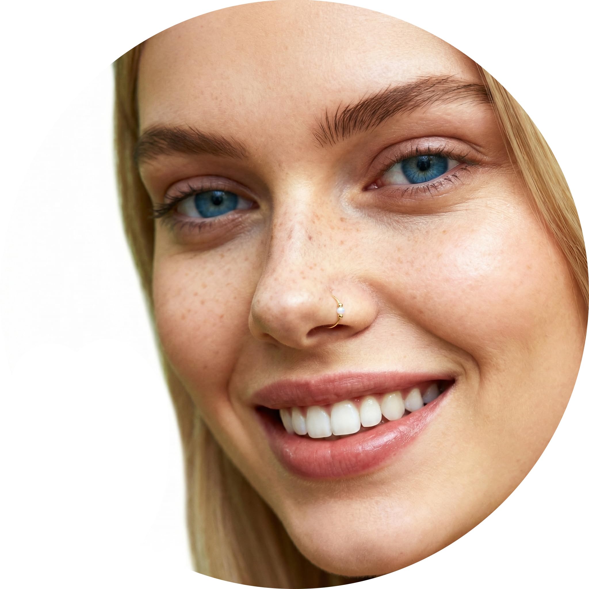 Gold Nose Ring - White Opal Thin Tiny 24 Gauge 7mm Nose Piercing Hoop - 14k Gold Filled Nose Rings For Women - Small Handmade Nose Jewelry Hoops - Gift Ready