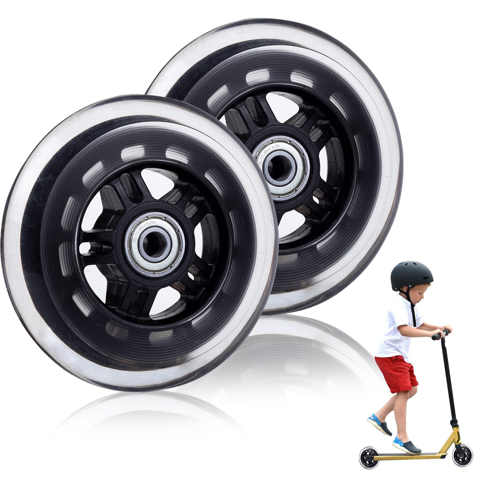 2 Stück Scooter Rollen 100mm - Stunt Räder Mit 88A PU Reifen