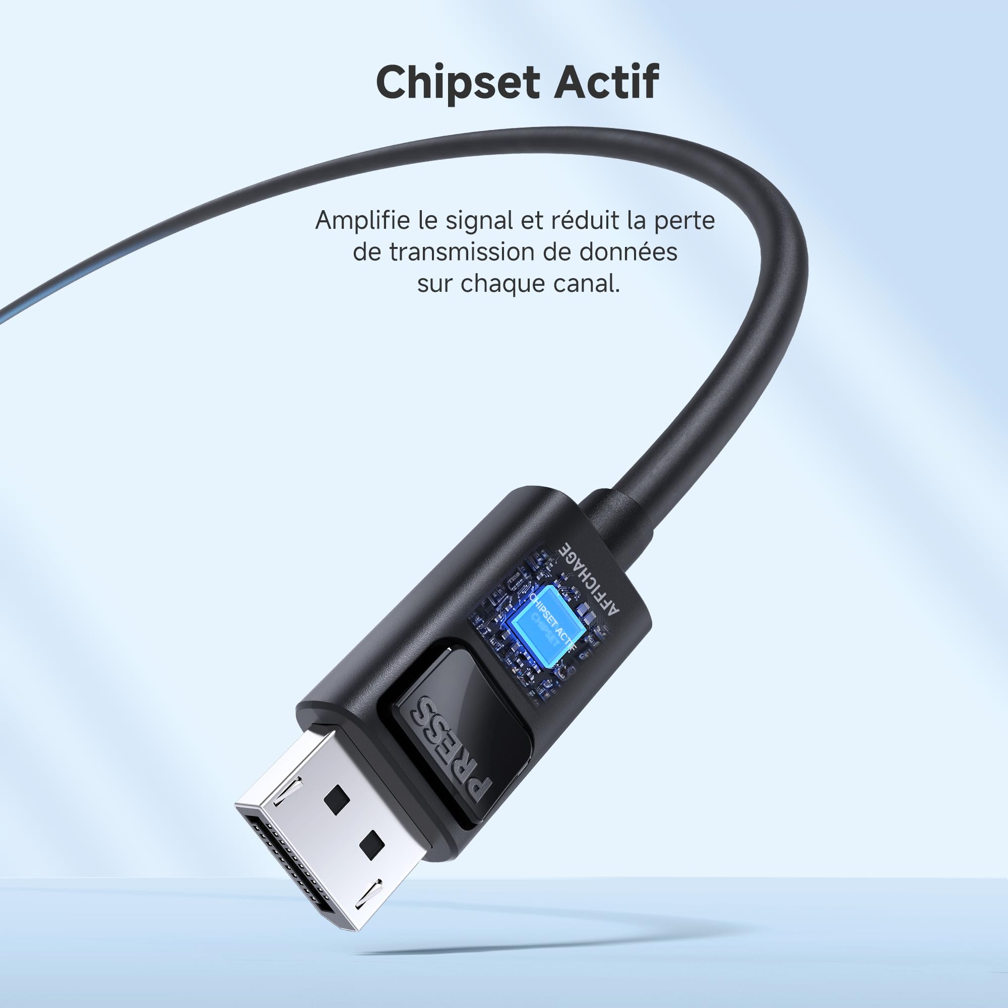 Cable Matters Câble DisplayPort Actif unidirectionnel câble DisplayPort 1.4 avec Prise en Charge de la vidéo 8K 60 Hz et de la HDR jusqu'à 7,5 m 25 Pieds