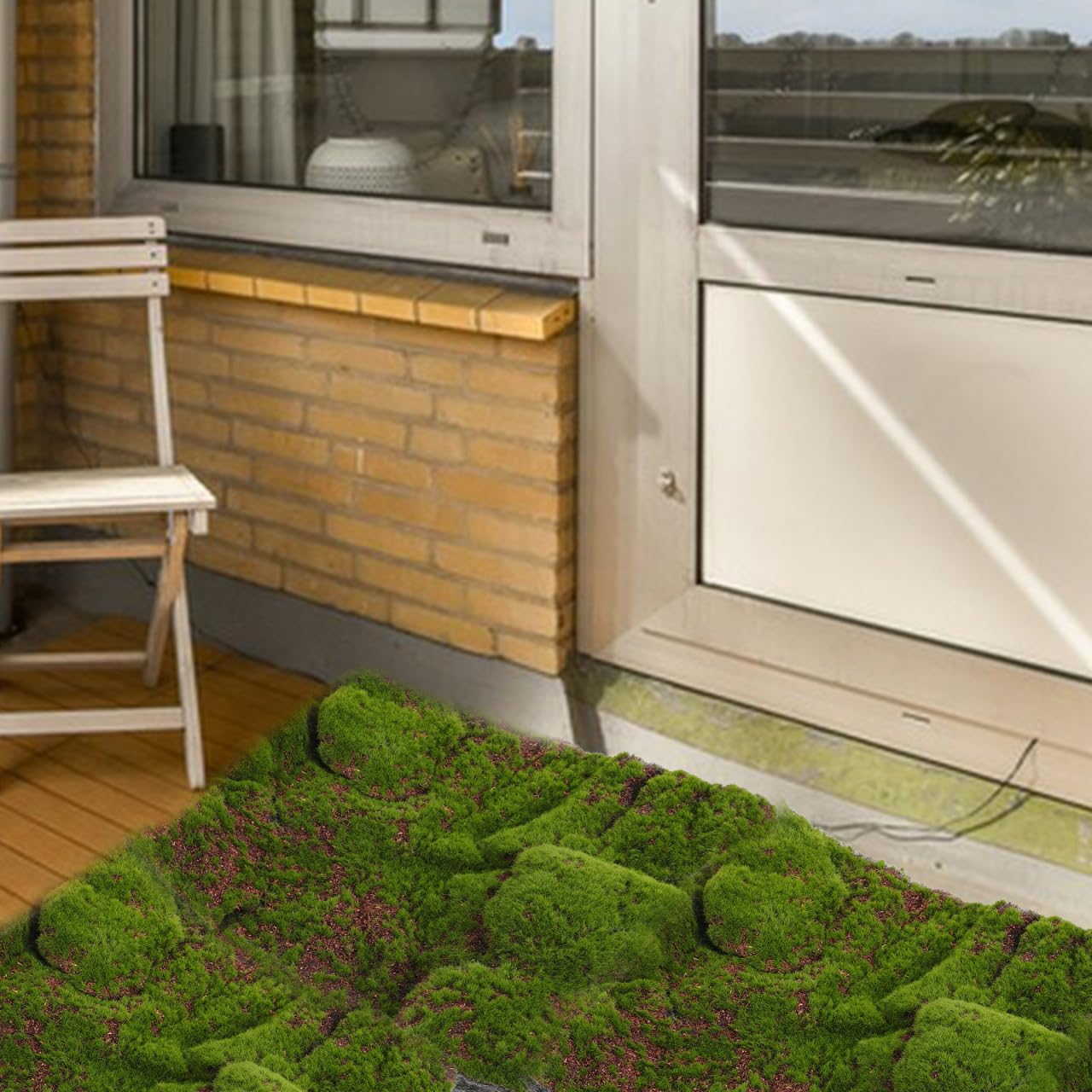 Amosfun Tappeto Erboso Artificiale in Muschio Finto 11.81X11.81X1.77In Decorazione Verde Sintetica Per Giardino Terrazzo Casa E Balcone Senza Manutenzione