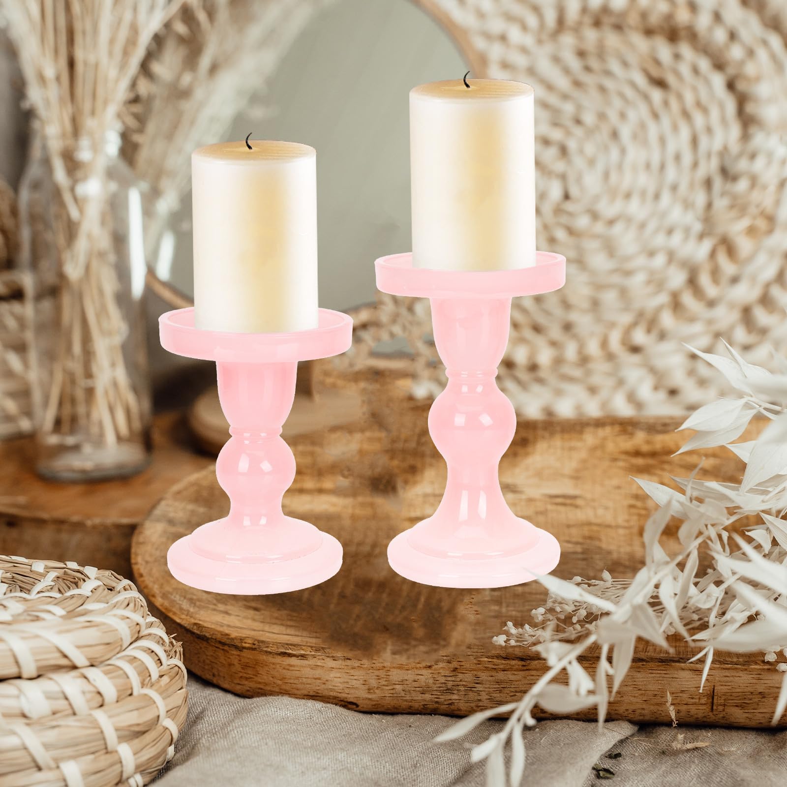 Toddmomy 3 Stück Zarte Kerzenhalter aus Glas mit Flachem Boden Moderner Kerzenständer für Stabkerzen als Elegante Tischdekoration bei Hochzeiten und Partys