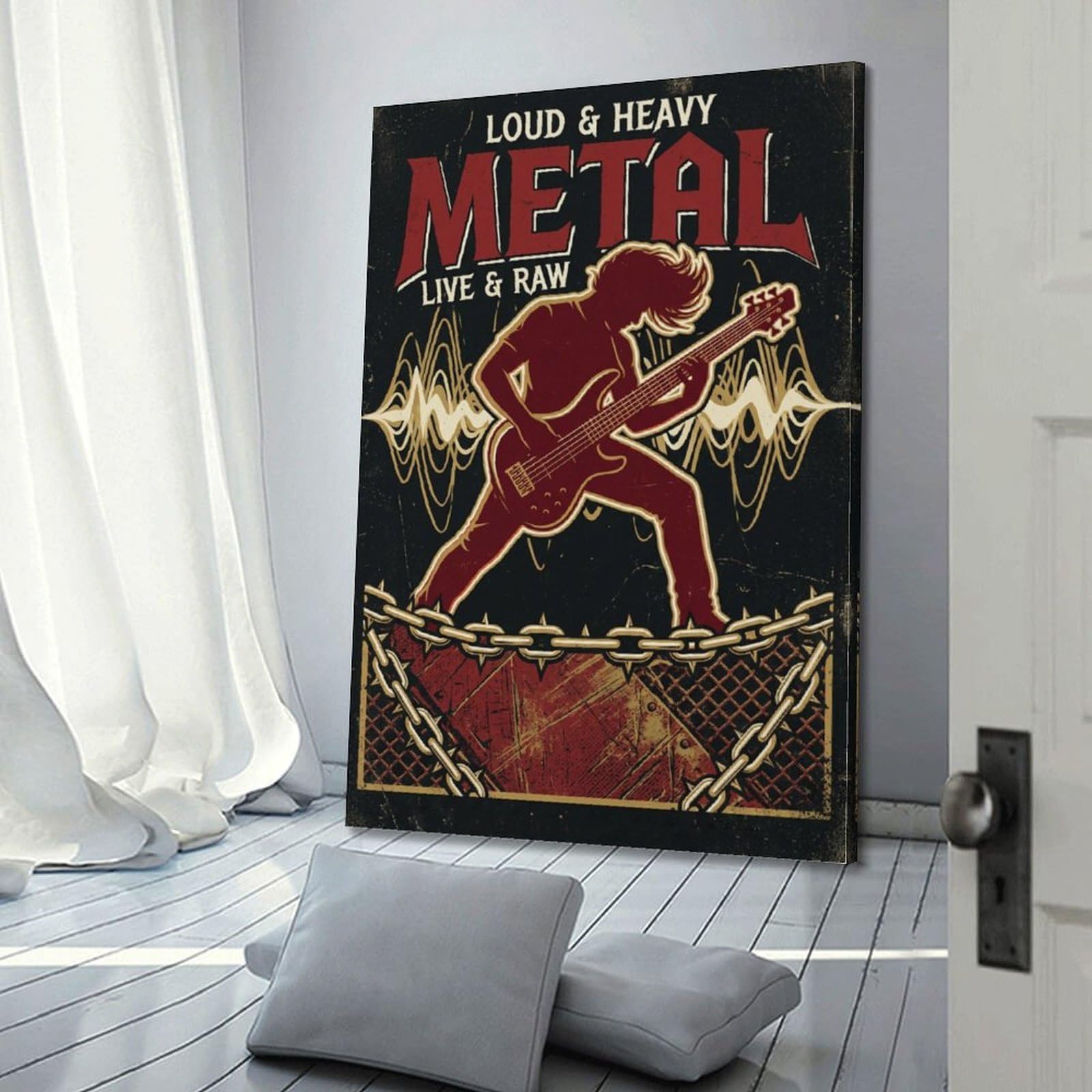 OKNGB Poster decorativo da parete su tela, motivo: chitarrista heavy metal hard rock rock classico, poster decorativo moderno per camera da letto, 50 x 75 cm